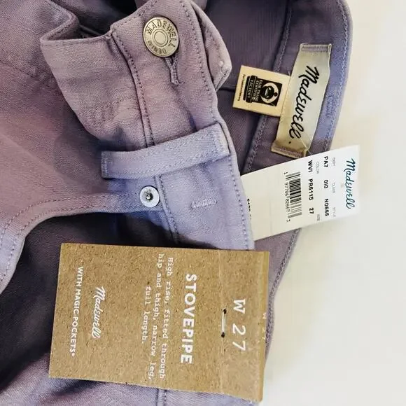 Madewell Stove Pipe High Rise Straight Leg Jeans Size 27 NWT Purple - Picture 6 of 10